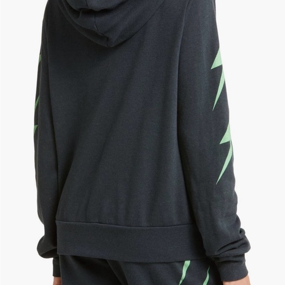 Aviator Nation Dark Gray Zip-Up Sweater with Green Lightning. Size XL - Picture 2 of 10